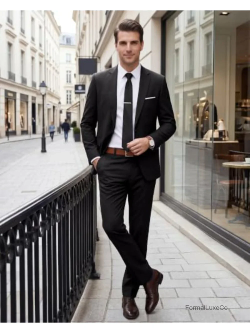 Men's 2 Piece Slim Fit Suit Set One Button Jacket & Pants